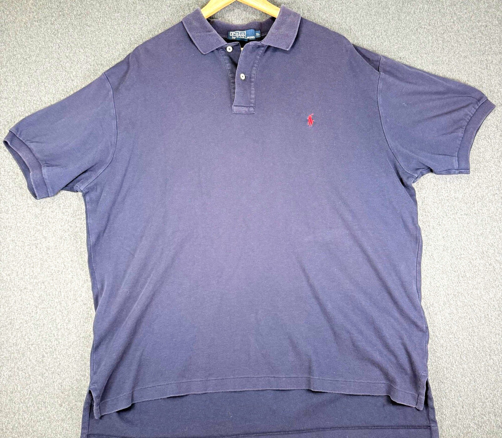 Polo Ralph Lauren Mens XL Navy Blue Polo Shirt Red Pony Short Sleeve READ